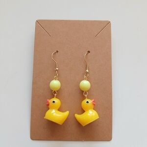 Fashion Jewelry Yellow Duck Earrings